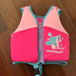 Source Unknown Pink and Teal Kids Swim Vest
